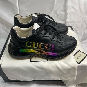 Gucci Rhyton Rainbow Logo Leather Shoes